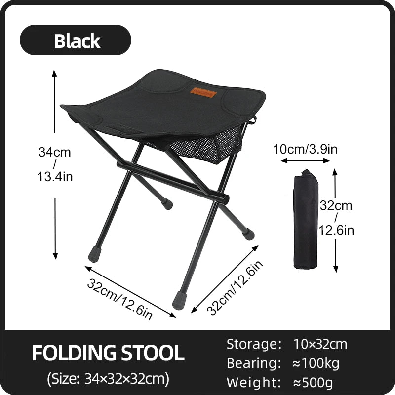 PACOONE Camping Portable Folding Stools Ultralight Aluminium Alloy Storage Chair  MIni Fishing Chair Picnic Lighweight Furniture