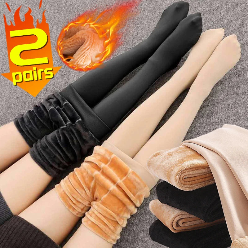 Thicken Thermal Tights Leggings Women Winter Fleece Velvet Thermo Stockings High Waist Elastic Slim Sexy Translucent Pantyhose