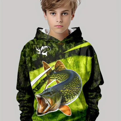 Kids Clothes Boys Hoodies Long Sleeve Creative 3D Fish Print Children Spring Fall Clothes Casual Stylish Outdoor Boys Clothing