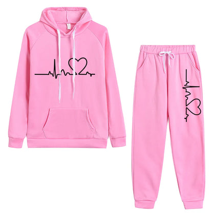 New Autumn Winter Woman Tracksuit Hoodies+Sweatpants 2-Piece Fashion Causal Jogging sweatshirt Clothes Pullover Fleece Pant Sets