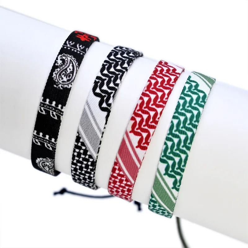 Meetvii Arabic Scarf Style Woven Bracelet for Women Men Handmade Ethnic Wave Dot Colored Ribbon Bracelets Jewelry