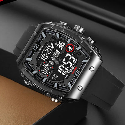 High Quality Men Dual Display Watches For Men Sports Wrist Watches Quartz Chronograph Silicone Band Male Clock relogio masculino