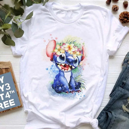 stitch T Shirt Women Summer Tops Cartoon