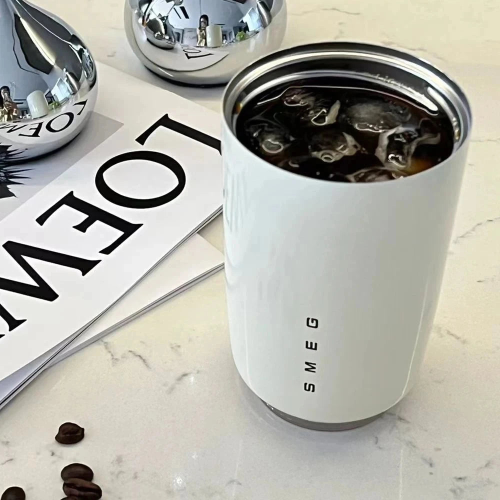 SMEG 240ML 5Colors Coffee Beverage Cup Travel Portable Drinking Cup Stainless Steel Vacuum Leak proof Coffee Thermos