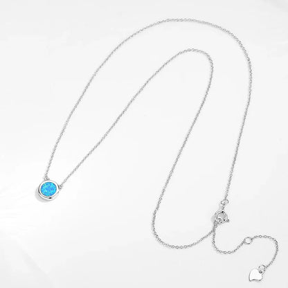 KALETINE Charm 925 Sterling Silver Necklace Blue Opal Africa Map Round Pendant Necklace For Women Fine Jewelry Accessories Gifts