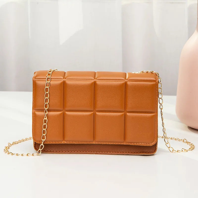 2024 Pu Leather Shoulder Bags for Women Fashion Texture Black Chain Crossbody Bags Summer Trend Handbags Ladies Square Bag