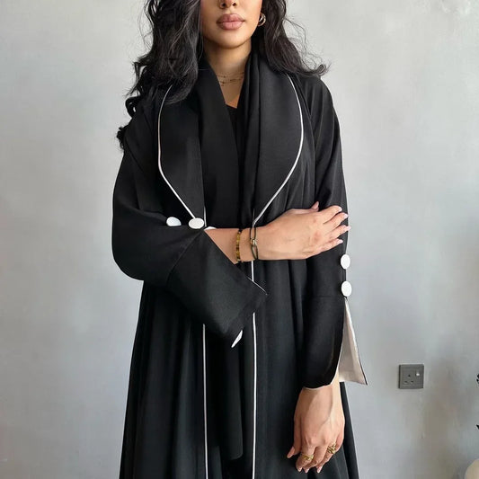 Winter Open Abaya Dubai Luxury Black Muslim Dress Saudi Abayas for Women Eid Arab Islamic Clothes Turkey Kimono Coat Kaftan Robe