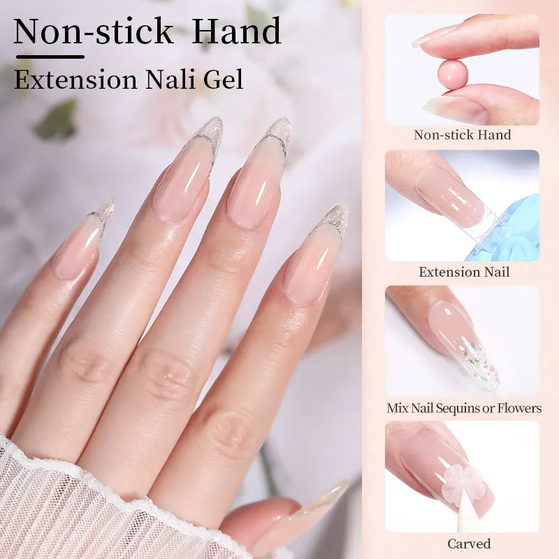 LILYCUTE 8ML Clear White Pink Non Stick Hand Solid Extension Gel Nail Polish