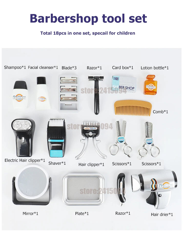 Children barbershop hair clipper razor hairdressing Scissors Kit Hair Cutting kids pretend toy girl boy toys