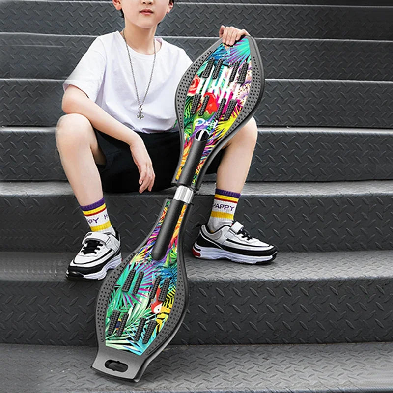 Kid Flashing Wheels Skateboard Wave Board 2-Wheel Scooter Beginner Teenager Swinging 2 Wheels Waveboard Skate Board For Children