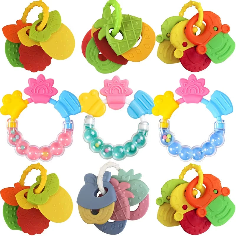 Silicone Teethers for Baby Things Newborn Chews Food Grade Teethers Training Bed Toy  Baby fruit item Feeding Infant Rattle