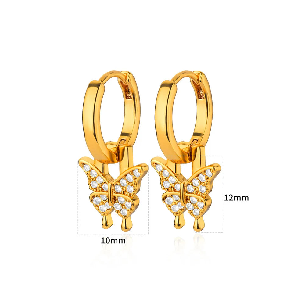 Butterfly Dangle Earrings for Women Stainless Steel Drop Earrings 2024 New Trend Wedding Ear Jewelry Gift aretes