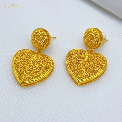 Dubai Indian African Heart Necklace Earrings Jewelry Set For Women 24K Gold Plated Nigeria Bridal Wedding Party Gift Jewellery