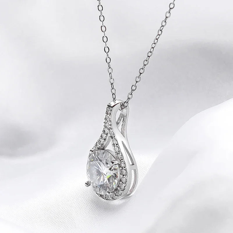 1-5ct Real Moissanite Necklace Sparkling S925 Sterling Silver Jewelry Water Drop