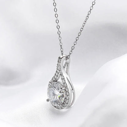 1-5ct Real Moissanite Necklace Sparkling S925 Sterling Silver Jewelry Water Drop