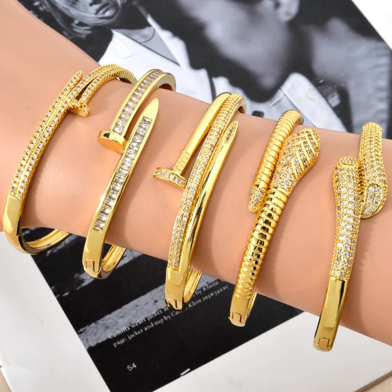 Fashion  Zircon Bracelet 18K Gold Plated Snake