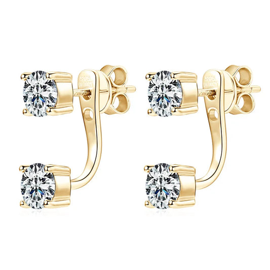 GRA Full Moissanite Stud Earrings Sparkling D Color