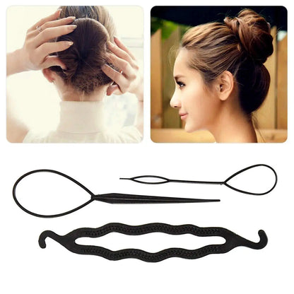 4-6Pcs/Set Black Basic Styling Tool Braid Hairstyle Twist Donut Bun Maker Hairpins For Women DIY Hair Styling Accessories