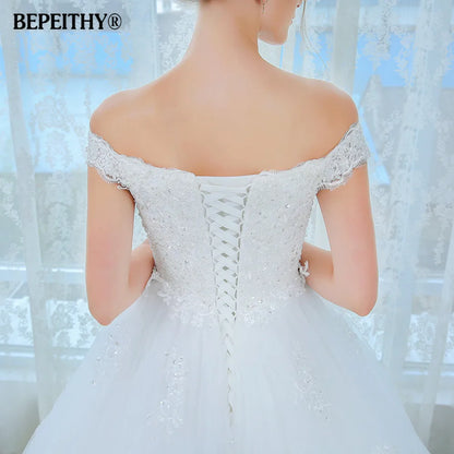 BEPEITHY Customized Fashion Backless Ball Gown Wedding Dress Vestido De Noiva Lace Bridal Gowns Princess Wedding Dresses Robe