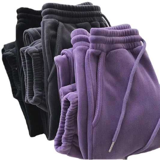 Women Casual Sports Pants Autumn Winter Fashion Fleece Warm Sweatpants Baggy Thick Joggers Trousers Female Sporting Clothing