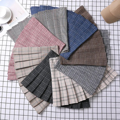 Summer Skirt For Women 2023 Korean Style Clothes Preppy Girls Chic And Elegant  Aesthetic Female A Line Mini Plaid Pleated Skirt