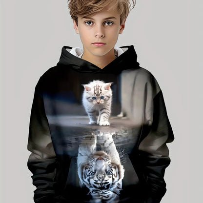 Boys Hoodies Long Sleeve 3D Tigers Print