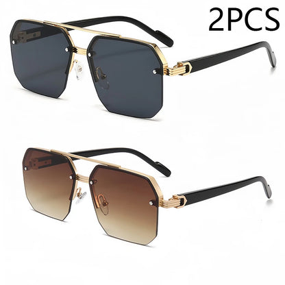 New Men's Metal Sunglasses Square Half Frame Rice Nails Casual Trend Personality Retro Fashion Outdoor Sports Eyeglasses