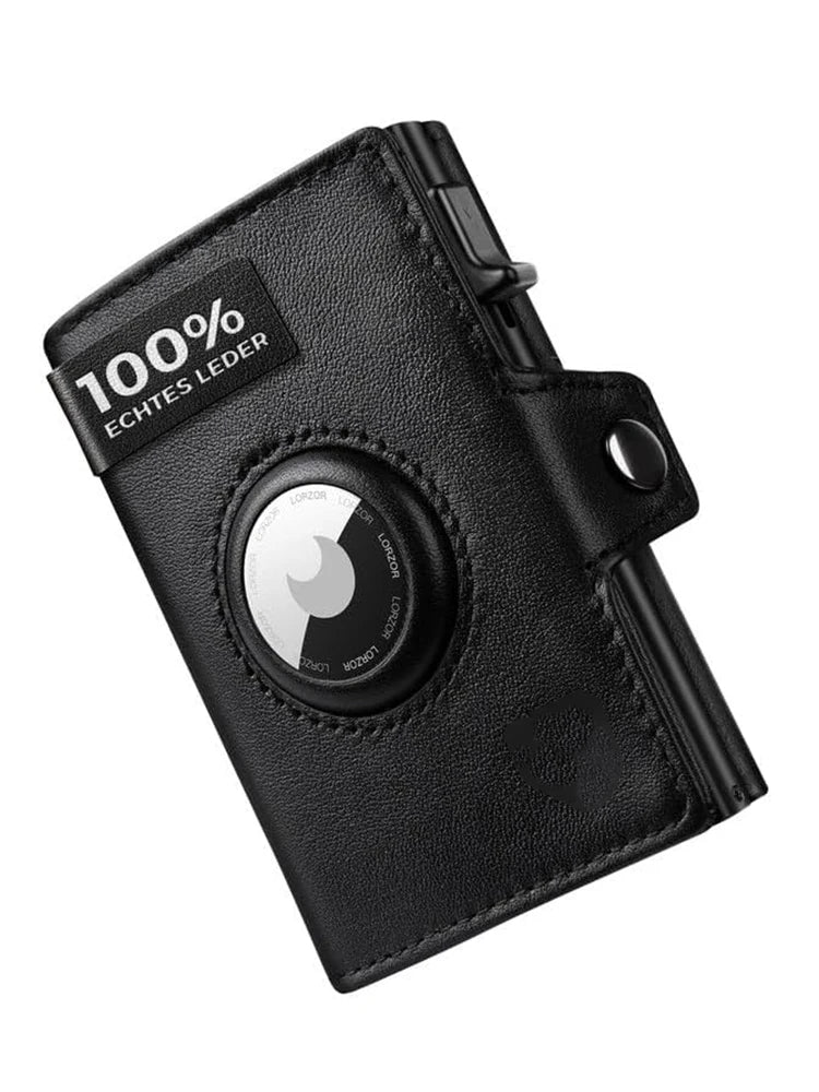 RFID Blocker Wallet for Men Genuine Leather Wallet with Coin Pocket Airtag Wallet