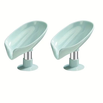 1/2pcs Drain Soap Holder Leaf Shape Soap Box Suction Cup Tray Drying Rack for Shower Sponge Container Kitchen Bathroom