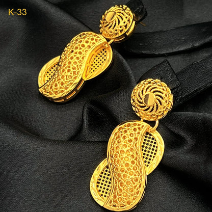 New Design Dubai 24k Gold Color Jewelry Set For Women Fashion Necklace Earring Ring Set Exquisite Party Wedding Gifts Jewellery