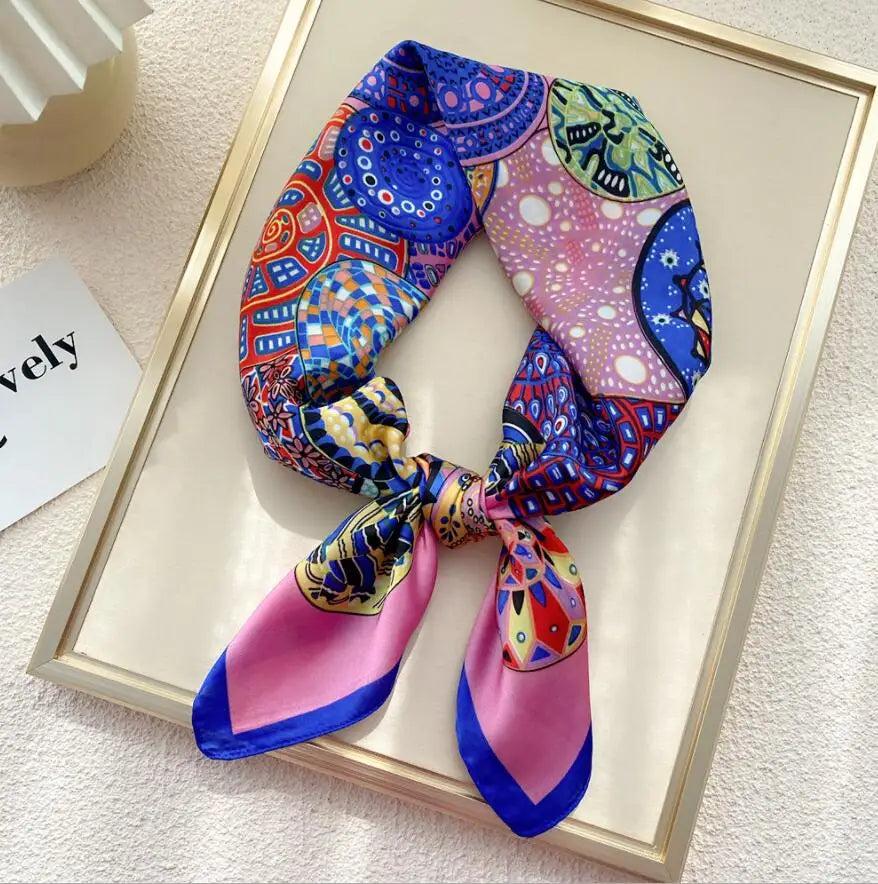 2022 New Silk Scarf Lady Hair Band Square Shawl Satin Bag Scarves Head Wrap for Women Bandana Neckerchief Female Hijab Headband