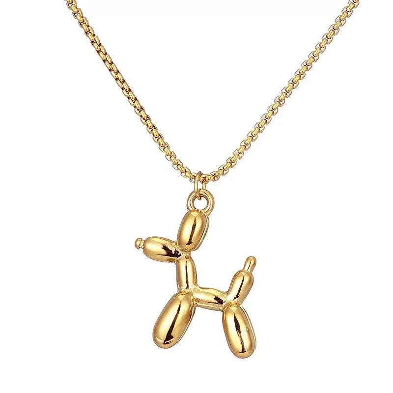 Stainless steel Gold Color Chain Balloon Puppy Pendant Necklace New Collarbone Sweater chain women's accessories fashion jewelry