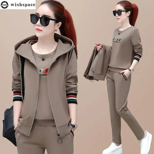 Fashion Women's Suit 2024 New Korean Version Spring and Autumn Long Sleeve Top Casual Sportswear Elegant Women's Three Suits