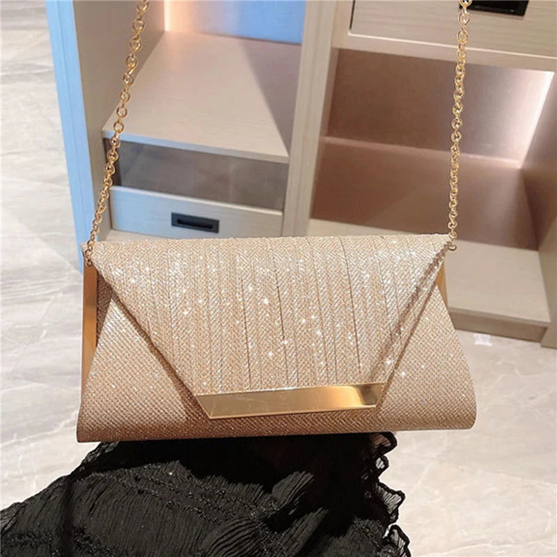 Women Exquisite Evening Bag Party Banquet Glitter Purse Lady Elegant Wedding Clutches Handbag Female Cocktail Chain Shoulder Bag