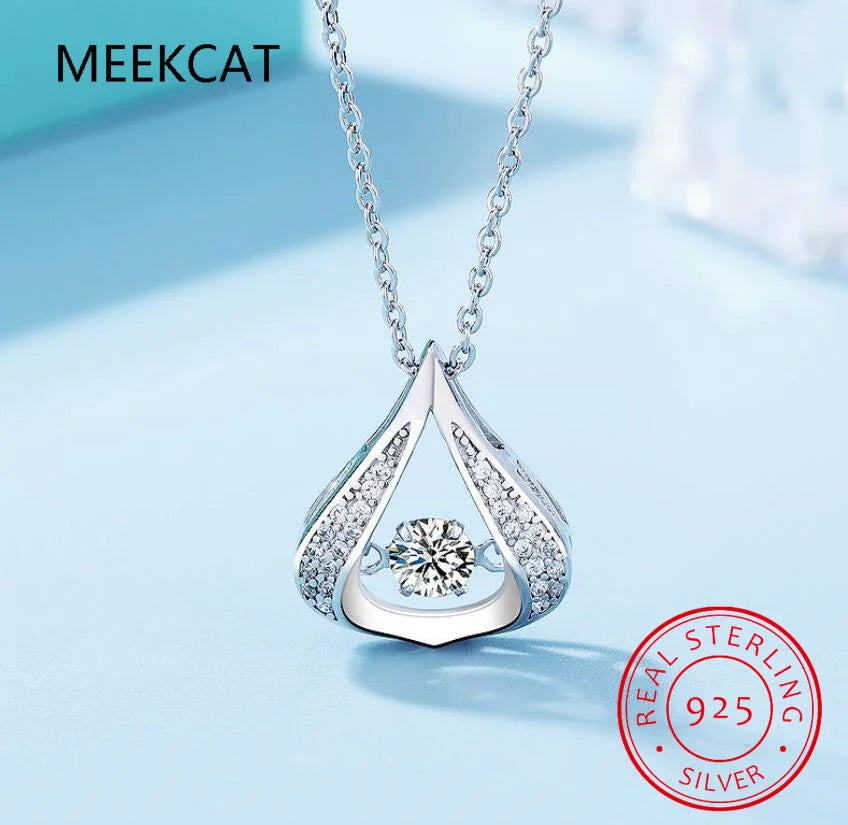 Dance Moissanite Necklace For Women Wedding Engagement 925 Sterling Silver Chain With Water Drop Diamond Pendant Female Choker