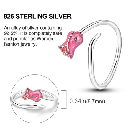 Ladies' Ring 925 Sterling Silver Flower And Butterfly Adjustable Size Sweet Ring Wedding Party Colorful Zircon Luxury jewelry