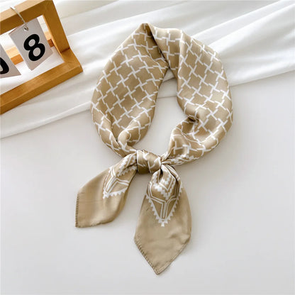 2023 New Print Silk Satin Headkerchief Women Luxury Design Neck Tie Scarf Female Hair Hand Wrist Foulard Shawl Hijab Bandana