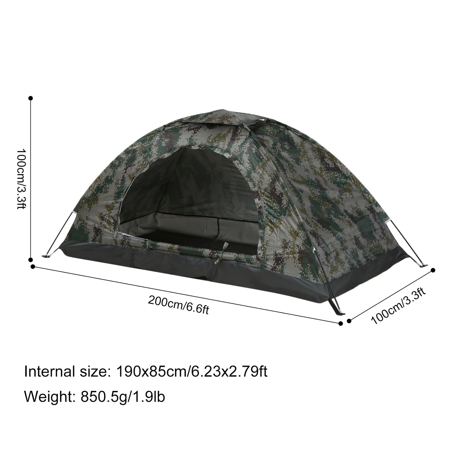 Ultralight 1/2 Persons Camping Tent Single Layer Portable Tent Anti-UV Coating UPF 30+ for Outdoor Beach Fishing