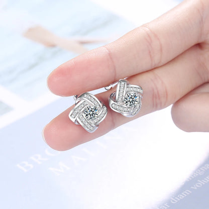 Earrings 2024 Trend New Infinity Love Four Leaves Clover Moissanite Stud Earrings 100% Sterling Silver Fine Jewelry for Girls