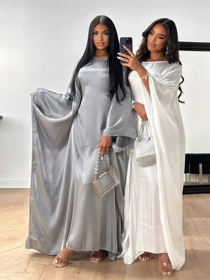 ramadan Eid Abayas For Women Modest Fashion Shimmer Batwing Satin Abaya Dubai Luxury 2024 Muslim Kaftan Dress Kebaya Vestidos