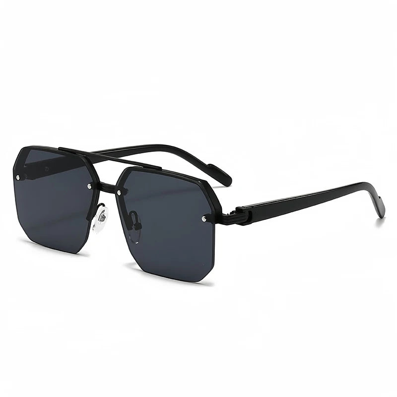 New Men's Metal Sunglasses Square Half Frame Rice Nails Casual Trend Personality Retro Fashion Outdoor Sports Eyeglasses