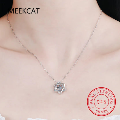 Real Moissanite Diamond Hexagram Pendant Necklace For Women Men 100% 925 Sterling Silver Star of David Party Fine Jewelry Gift