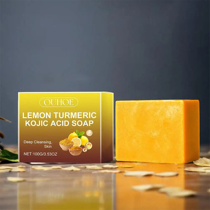 100g Lemon Turmeric Kojic Acid Soap Natural Brightening Improves Dull Skin Gentle Clean Oil Control Face Skin Care