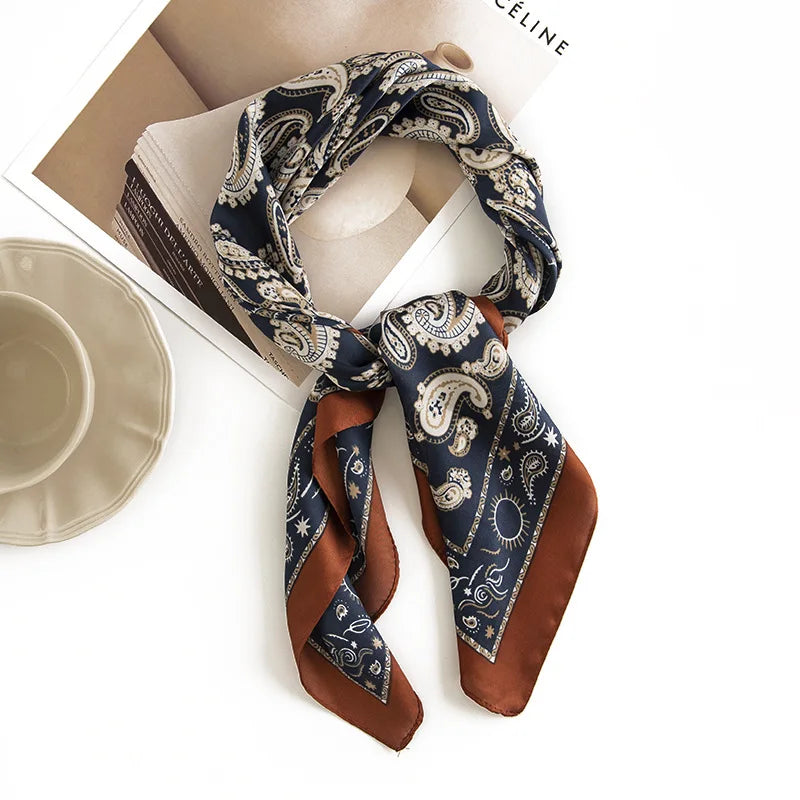 2023 Blooming Cashew Print Square Scarf Women Bandana Hairband Lady Head Wraps Female Shawl Fashion Neckerchief New