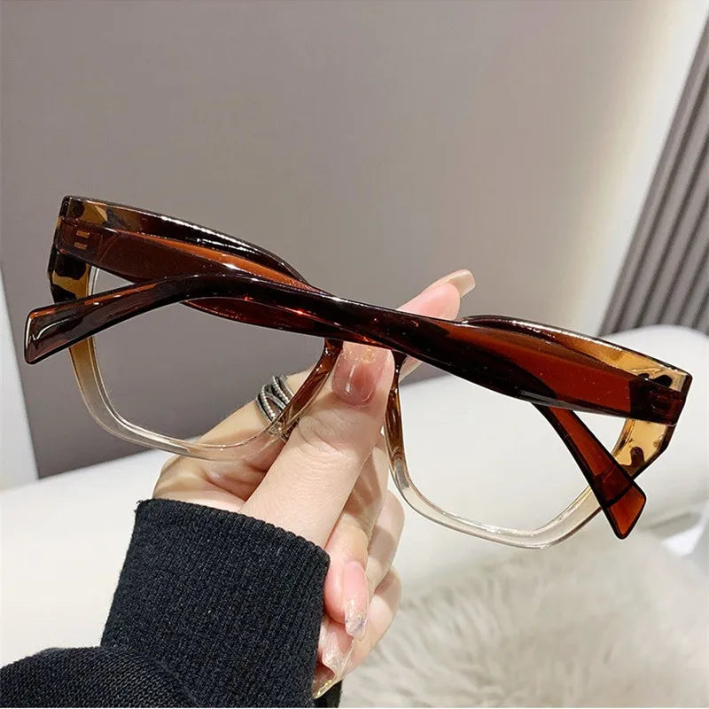 KLASSNUM 2023 Women Cat Eye Frame Eyeglasses Anti-blue Light Transparent Glasses UV400 Protection Flat Mirror Eyewear Xmas Gift