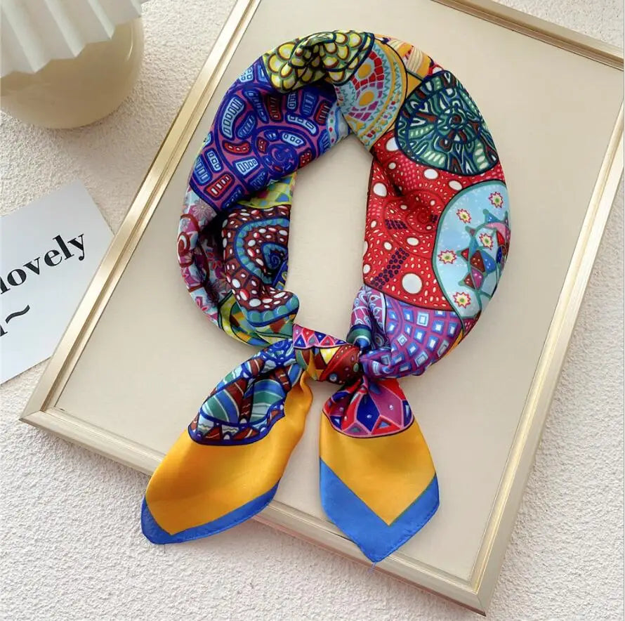 2022 New Silk Scarf Lady Hair Band Square Shawl Satin Bag Scarves Head Wrap for Women Bandana Neckerchief Female Hijab Headband