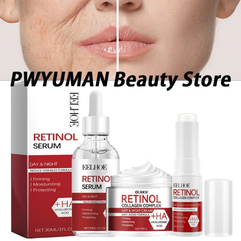 Original Remove Wrinkle Face Set Firming Lifting Anti-Aging Serum  Fade Fine Lines Eye stick Improve Puffiness Korean Skin Care