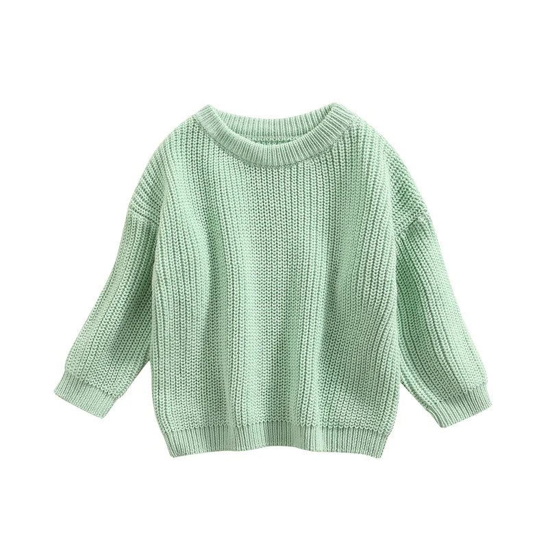 Suefunskry Newborn Baby Girl Boy Knitted Long Sleeve Autumn Winter Sweater Solid Loose Pullover Casual Tops Kids Clothes 3M-5Y