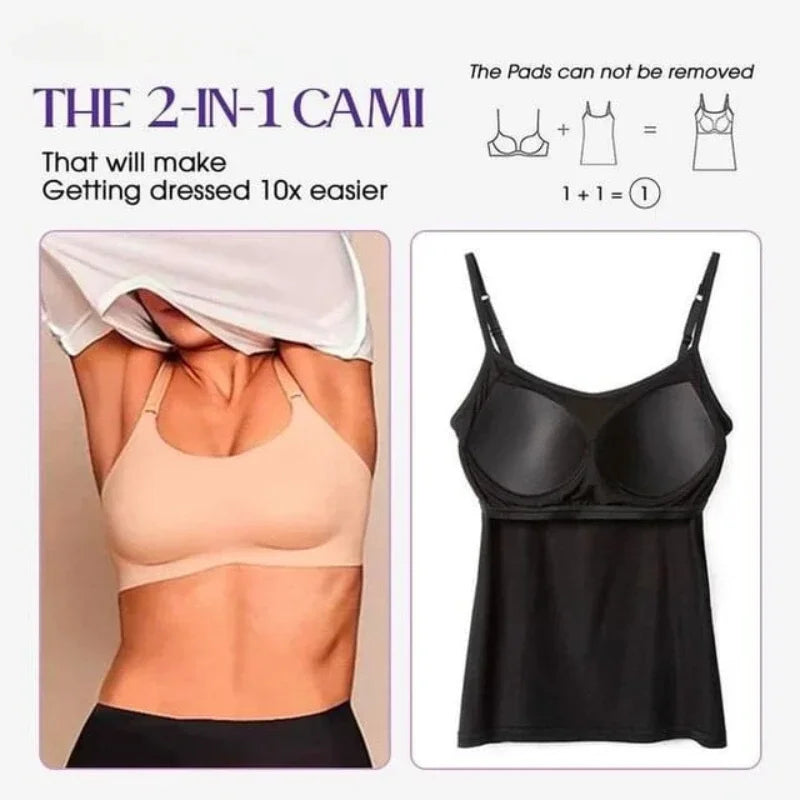 Sexy Women Tops Solid Padded Bra Spaghetti Camisole Top Women Vest Women Camisole with Built in Bra Cami Top Vest Tank Top 2024