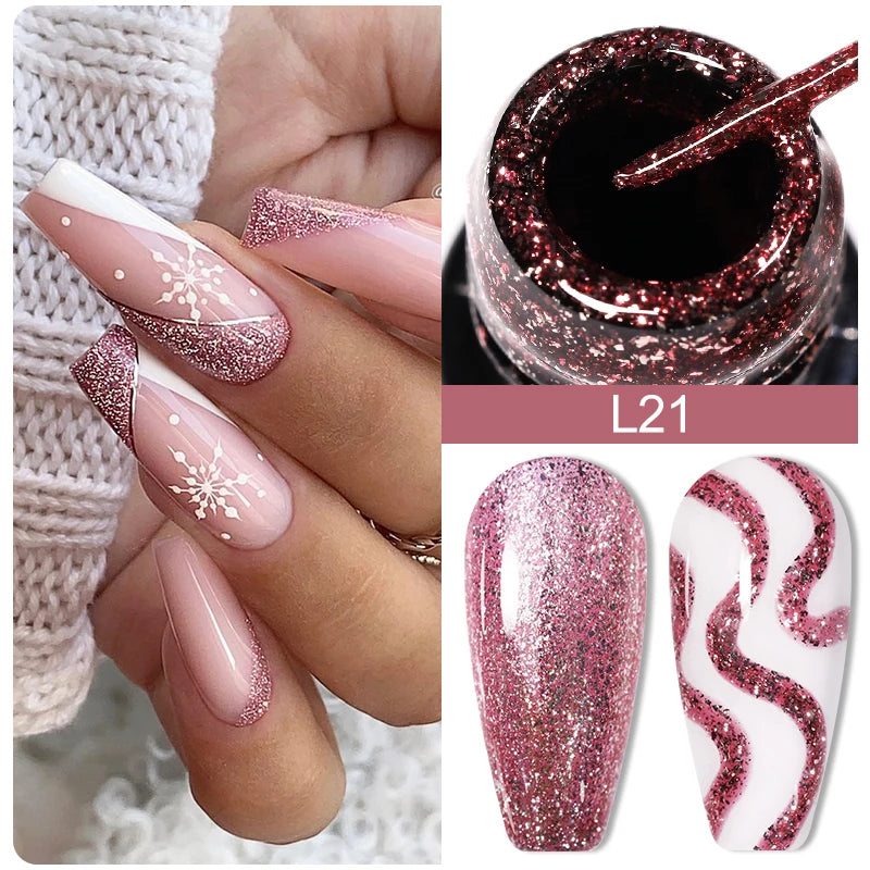 LILYCUTE 5ML Reflective Glitter Liner Gel Polish Nail Art